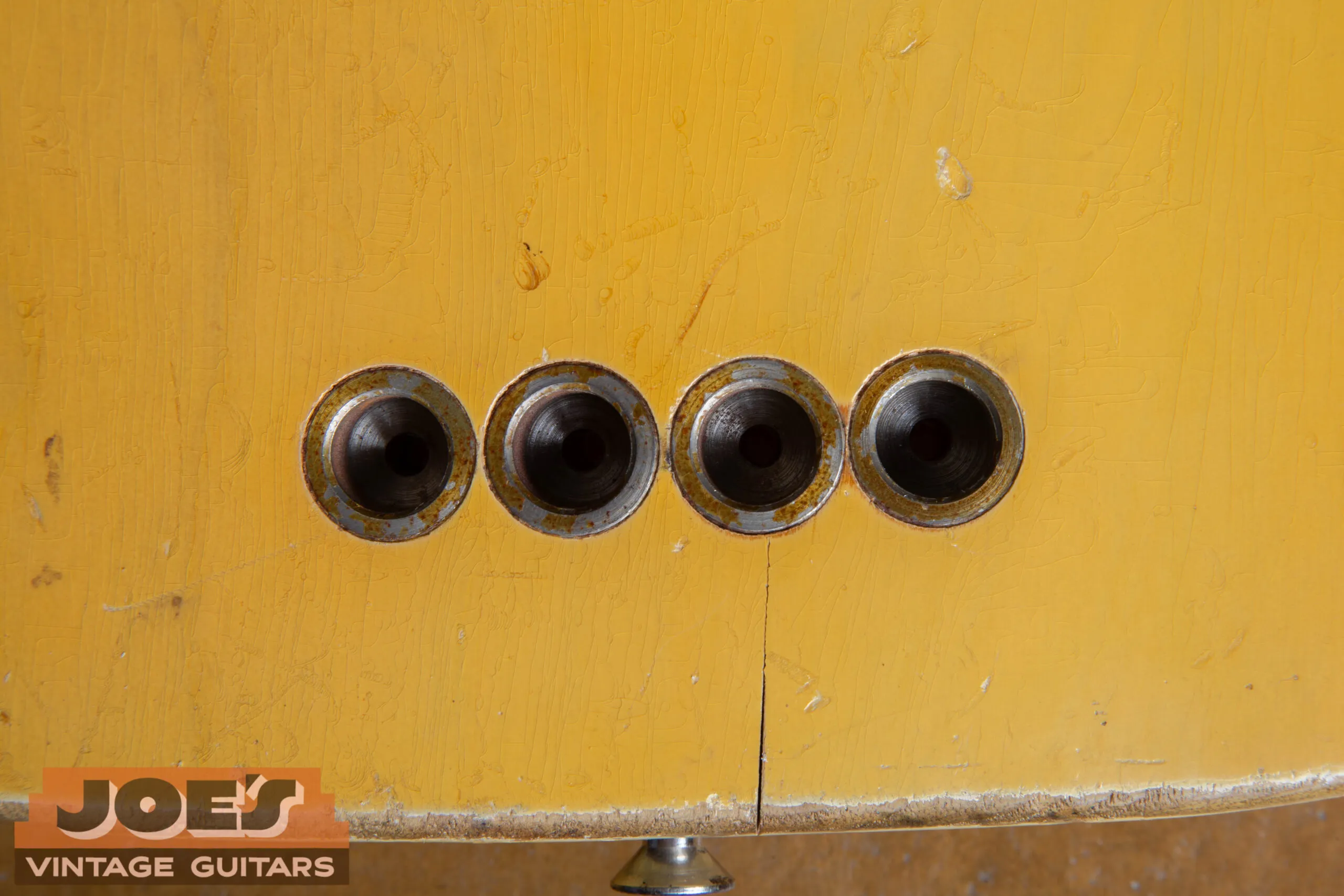 String ferrules on the back of a 1952 Fender Precision Bass