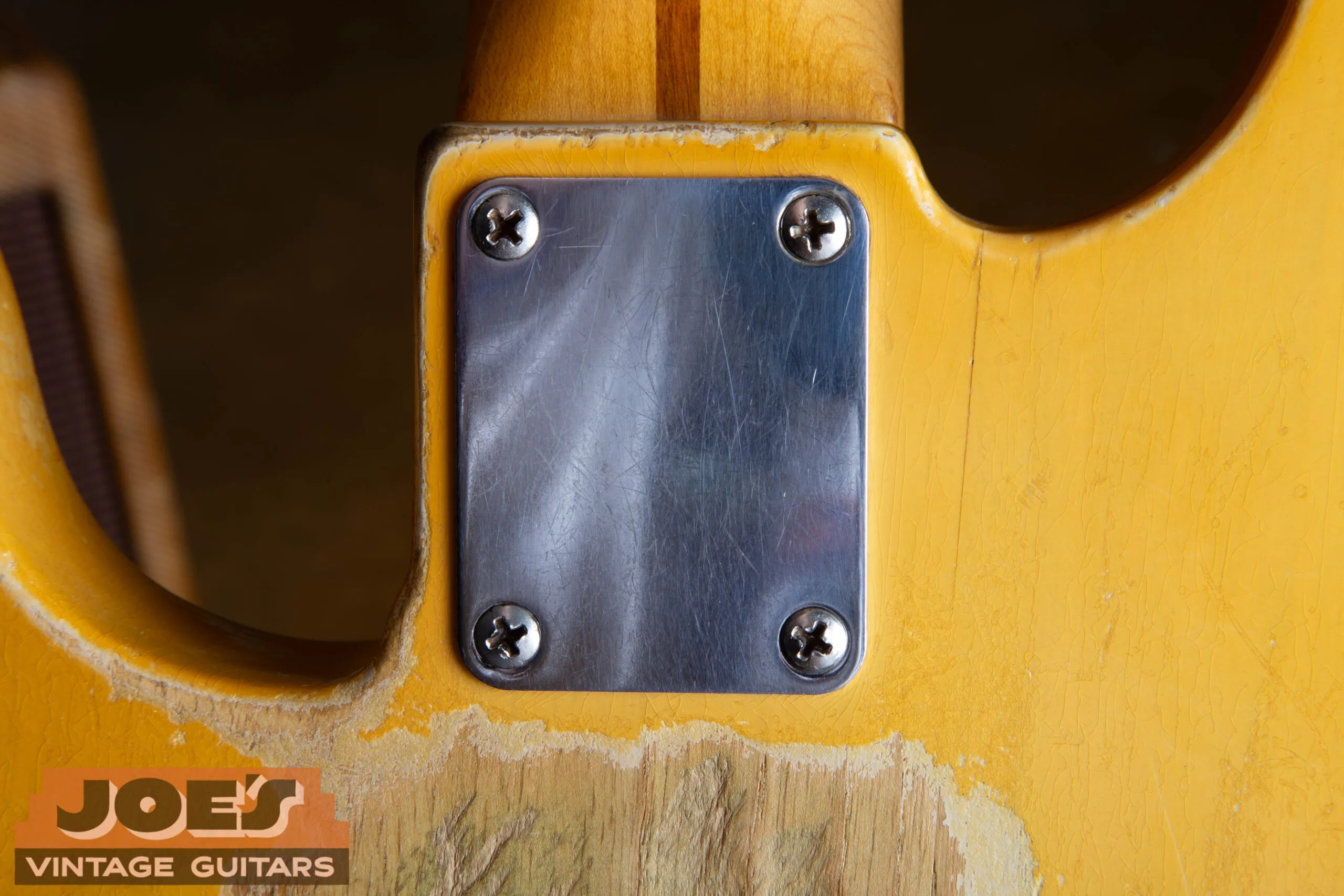 Neck plate on a 1952 Fender Precision Bass