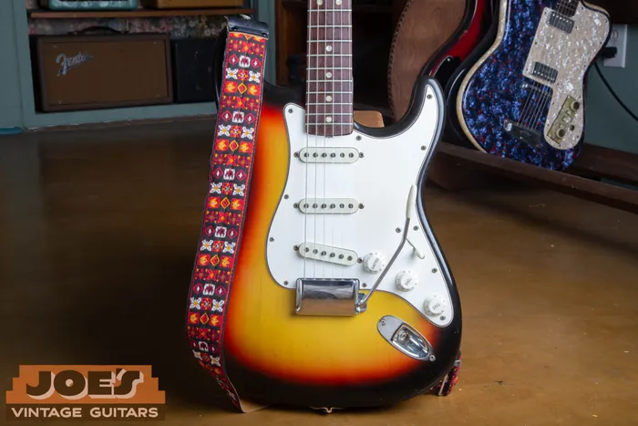 A 1966 Fender Stratocaster in excellent condition.