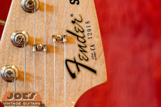 Fender CA prefix serial number on a limited edition Gold Stratocaster headstock, early 1980s