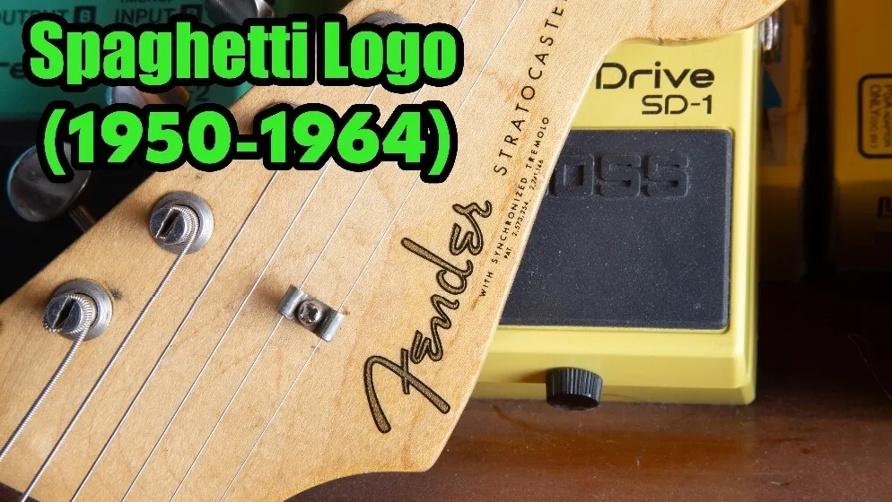 Fender spaghetti logo, 1950 to mid-1964, thin elegant script