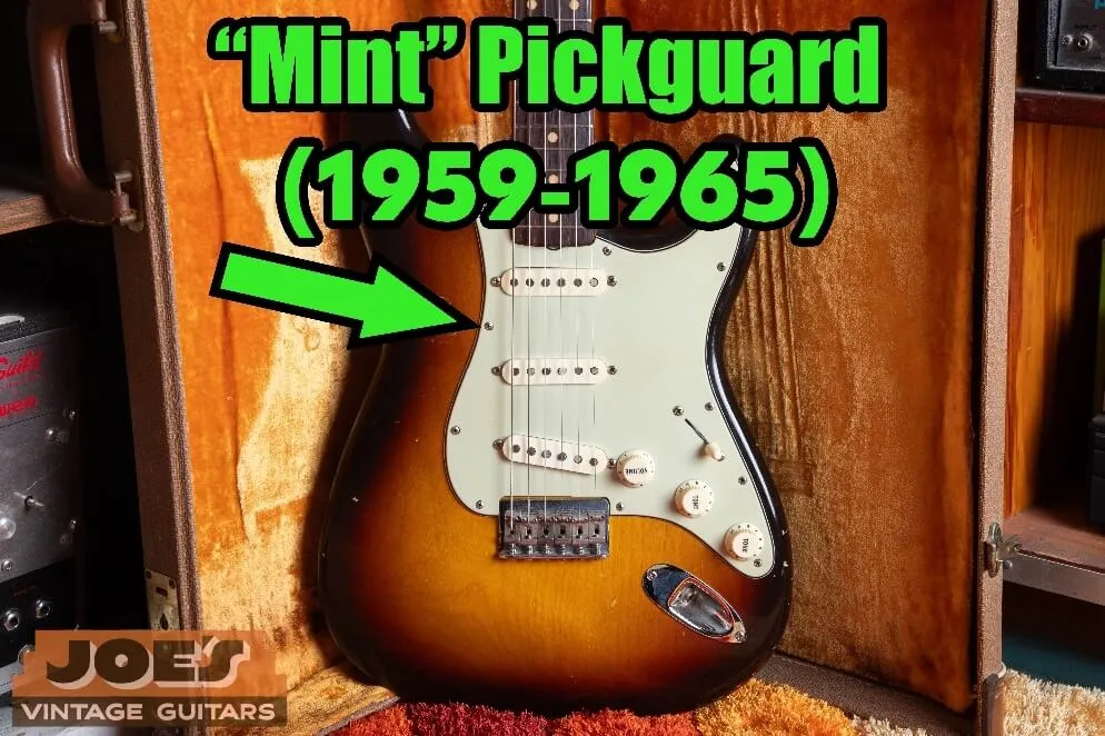 A vintage Fender cellulose nitrate mint green pickguard