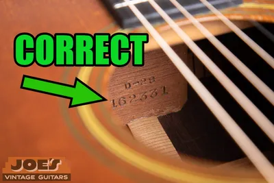 Authentic Martin neck block cleanly stamped with the model and serial number in Martin’s correct typeface