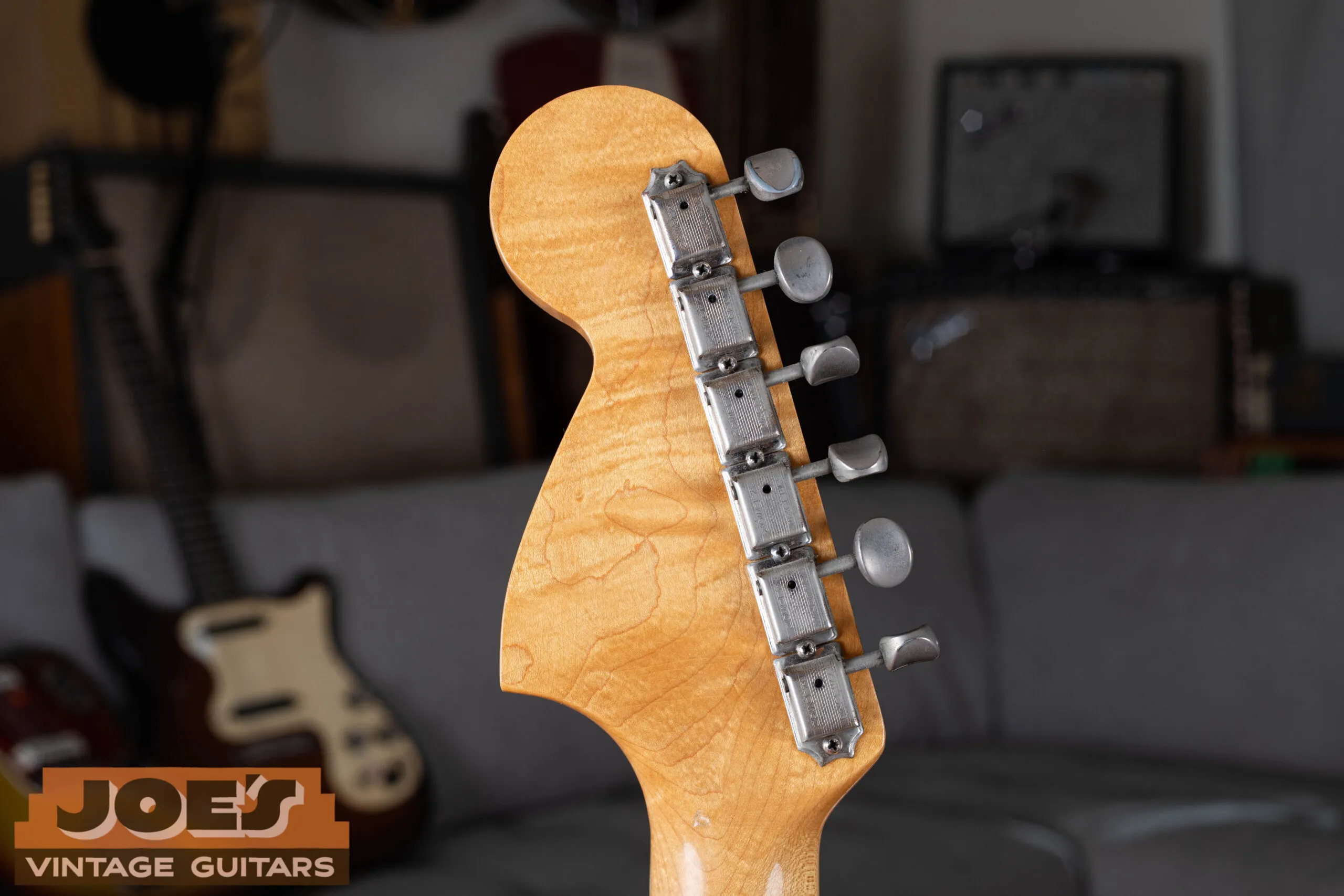 Fender Jazzmaster double-line Kluson Deluxe tuners, KLUSON on first line DELUXE on second line, transitional ~1964-late 1965 tuner specification